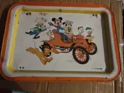 DT1- VINTAGE MICKEY MOUSE AND FRIENDS CAR RIDE METAL FOLDING LAP TV TRAY DISNEY