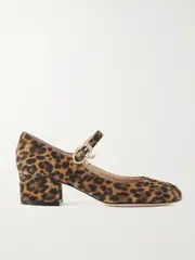 [Gianvito Rossi] Gianvito Rossi - Mary Ribbon 45 Leopard-print Suede Mary Jane Pumps - Leopard print - IT36.5 IT 36.5 Animal print