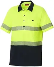 [Hard Yakka] Men's Koolgear Hi-Vis Two Tone Short Sleeve Polo Shirt with Segmented Tape