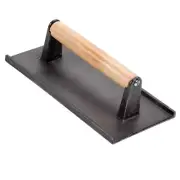 9x5 Inch Cast Iron Weight/Bacon Press with Wooden Handle, Heavy-Weight Press