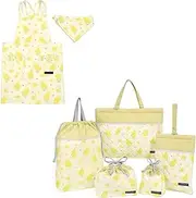 COLORFUL CANDY STYLE NT908600 Kindergarten Entrance 6-Piece Set, Lesson Bag, Shoe Case, Drawstring Bag, Gymnastics Clothing Bag, Lunch Bag, Cup Bag, Small Items, Back Cloth Apron, 100-120, Mimosa