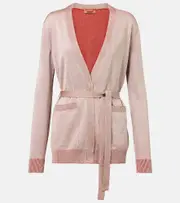 [Missoni] Missoni Belted lamé wrap cardigan UK 10 pink
