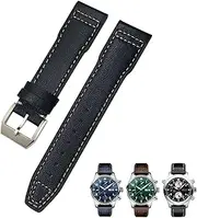 [BANDKIT] 20mm 21mm Cowhide Leather Watchband Suitable For IWC Pilot Watches Portugieser Bracelets Mark 18 Soft Blue Strap