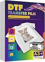 Colorfairy DTF Transfer Film 13" x 19", 100 of Sheets A3+ Double-Sided Matte PET Heat Transfer Paper, Universal for All T-Shirts & Dark Fabrics, Vibrant Colors, Easy Peel Hot/Cold