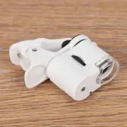 60X Pocket Magnifying Glass LED UV Light Mini Mobile Phone Clip-on Microscope