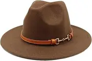 [Generic] Classic Felt Fedora Hat Unisex Hard Brim Jazz Hat Mens Womens Wide Brim Hat Wedding Church Dress Hats