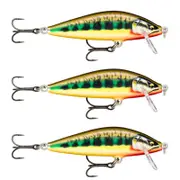 3x Rapala 3.5cm Countdown Sinking Hardbody Balsa Fishing Lures - Gilded Vairon