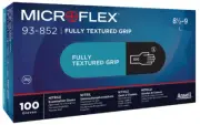 Ansell MICROFLEX DISPOSABLE GLOVES 100Pcs Fully Textured Grip BLACK- S,M,L Or XL