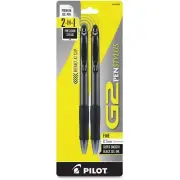 PILOT G2 Pen Stylus Fine Black Ink with Gray Barrel 2-Pack 34309