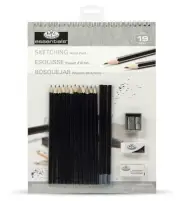 Artist Sketching Set 15 Graphite & Charcoal Pencils A4 Spiral Bound Sketch Pad
