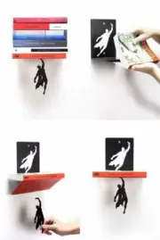 Artori Design Supershelf | Black Metal Superhero Floating Bookshelf |...