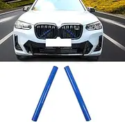 X3 G01 Grille Insert Stripes Trim, Compatible with BMW X3 G01 F25 X4 G02 F26 X5 G05 F15 E70 X6 G06 F16 E71 X7 G07 V-Brace Wrap Covers Grill Stripes, Front Grill Insert Trim - Blue