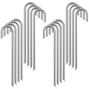 Heavy Duty 12 Inch J Hook Rebar Stakes 16 Pack for Tent & Fencing
