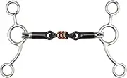 LNQ LUNIQI Stainless Horse Snaffle, Western All Purpose Ring Horse Snaffle Black Steel Double Jointed Mouth Snaffle Bit Wire Wrapped Mouth for Training Equestrian Equipment
