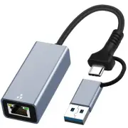 USB 3.0 to Ethernet Adapter with USB C to RJ45 Gigabit LAN 1000 Mbps Wired Ne...
