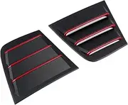 2PCS Compatible For Dodge Charger 2016-2021 Car ABS Red Line Black Rear Side Window Louvers Air Vent Scoop Shutters Blinds Cover Trim