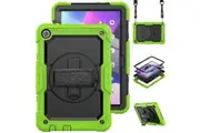WASSUP Lenovo Tab M10 HD (3rd Gen) 10.1 inch 2022 Case with Screen Protector Hand Strap Stand & Shoulder Strap-Black&Green