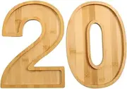LUOZZY 2pcs Bamboo Wooden Number Plate 20 Charcuterie Board Box Wood 20 Boards for Fruit Cheese Platter Vegetable Food Dish Plates Charcuterie Letters Fillable for Home Restaurant