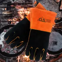 在飛比找PChome24h購物優惠-【韓國CLS】BBQ GLOVES 安全隔熱皮革手套