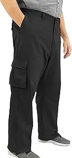 [Aosufei] Men's Oversize Straight Leg Basic Work Pants Lightweight Solid Cargo Trousers Casual Comfort Classic Outdoor Pants, Black, 5X-Large