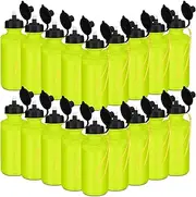 Zubebe 36 Pcs Sport Water Bottles Bulk 21 oz Squeeze Reusable BPA-Free Plastic Water Bottle with Nylon Strap Leak Proof Blank DIY Cup for School Football Team Beach Summer Grad Gift(Fluorescent Green)