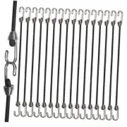Mini Bungee Cords with Hooks (16, Black, 10"). Versatile Outdoor Bungee Cord