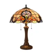 Tiffany Style Dark Bronze Base 2 Bulb Table Desk Lamp 16" Wide Shade 22" Tall