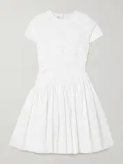 [Abadia] Abadia - Paloma Gathered Cotton-blend Poplin Mini Dress - White - US2 US 2 White