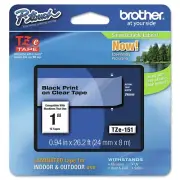Brother P-Touch TZE151 TZe Adhesive Laminated Labeling Tape - Black on Clear New