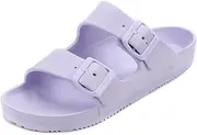 [VICT POPU] Womens Sandals Adjustable Double Buckle Strap Waterproof EVA Flat Slides