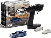 CALLPHA Turbo Racing 1:76 Scale Drift RC Car with Gyro Mini Full Proportional RTR 2.4GHZ Remote Control with 2 Replaceable Body Shell (C64 Blue-Drift)