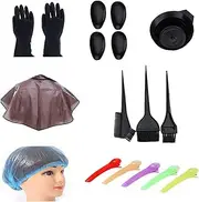 Labymos Ha Color Mixing Dye Kit Ha Dyeing Brushes Tint Comb Mixing Bowl Ha Clips Ear Covers Gloves Ha Dyeing Cap & Salon Cape for Home & Salon