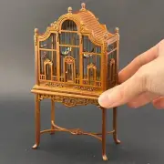 A magnificent wooden classic Victorian bird cage with a table f1:12 dollhouse