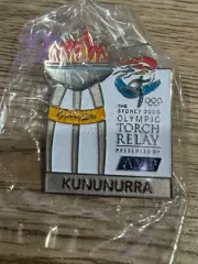 New 2000 Sydney Olympic Torch Relay Pin - KUNUNURRA - Unopened in Original Wrap
