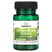 Swanson, Ginkgo Biloba Extract, Standardized, 60 mg, 30 Capsules