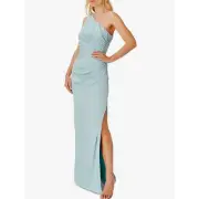 Aidan Mattox Aidan Womens Satin One Shoulder Rouching Evening Dress size 12