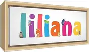 Little Helper LHV-LILIANA-2159-FCNAT-15IT Natural Wood Framed Canvas Print, Personalised Design with Girl Name Liliana, Multi-Colour, 25 x 63 x 3 cm