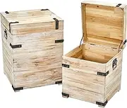 Nearly Natural White Wash Storage Boxes/Trunks (Set of 2), 2 Piece