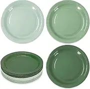 Whaline 72Pcs Sage Green Paper Plates 9 Inch Gradient Green Color Disposable Round Plates for One Lucky Duck Wedding Baby Shower Tableware Supplies, 3 Colors