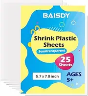 BAISDY 25Pcs Shrink Plastic Sheets for Crafts Heat Shrink Paper for Crafts Kids DIY Jewelry Making, 14.5x20cm