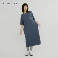 在飛比找momo購物網優惠-【a la sha】撞色出芽寬鬆舒適棉洋裝
