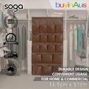 SOGA Coffee Dual Underwear Hanging Bag Accessories Wall Storage Wardrobe Shelf