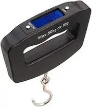 Meichoon Mini Portable Digital Luggage Weight Scale Electronic Scale Steelyard 110lb /50kg with Fishing Hanging Hook Tare Function Backlit LCD Display for Home Farm Factory Hunting Outdoor C42