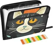 PDZRMY Cats Head Poster Expanding Filing Folder, 13 Pockets Expandable Document Organizer Folder with Zipper Closure for Home Office A4 Letter Size Paper Document