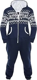 [SKYLINEWEARS] Unisex Adult Onesie One-Piece Pajama Jumpsuits Long Sleeve Playsuit with Hood, Non Footed Pajama for Men & Women