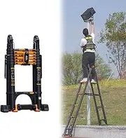 Telescopic Ladder 2-in-1 Telescoping Ladder for Installing/Repairing Street Lights, Portable Telescopic Ladder with 330Lbs Capacity, Folding Ladders