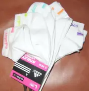 Adidas Climalite Girls L Shoe 3-9 White Multi Girls Socks 6 Pair NWT Nice!