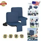 Comfortable Padded Stadium Chair with Back Support - Reclining, 2-Pack Blue