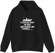 [X.Style] I Love My Boat My Dog and Maybe Like People, Fishing ds040 Hoodie Black 2XL