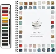 FLLUOUZH Watercolor Workbook for Beginners, 12 Colours Watercolour Paint Set with Paint Brush, Beginner-Friendly Watercolour Workbooks, Art Crafts Painting Kits for Kids, Adults (E)